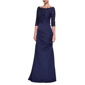 La Femme Navy Blue Evening Dress Size 12